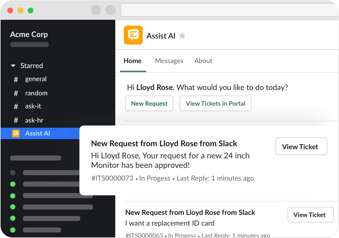 Self-Service Portal inside Slack