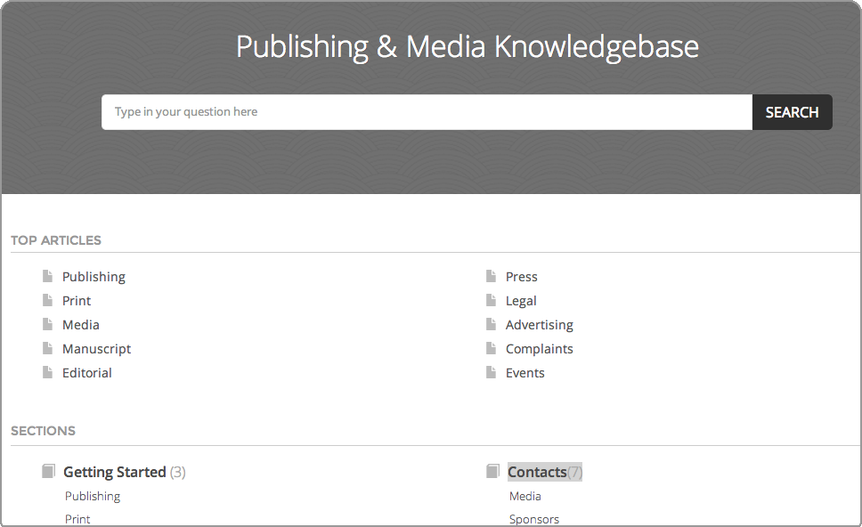 FAQ knowledgebase software for media, event management and print companies