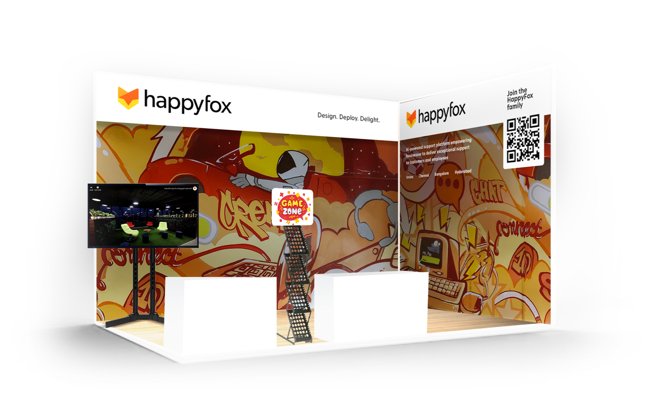 design of HappyFox stall at PyCon India 2023