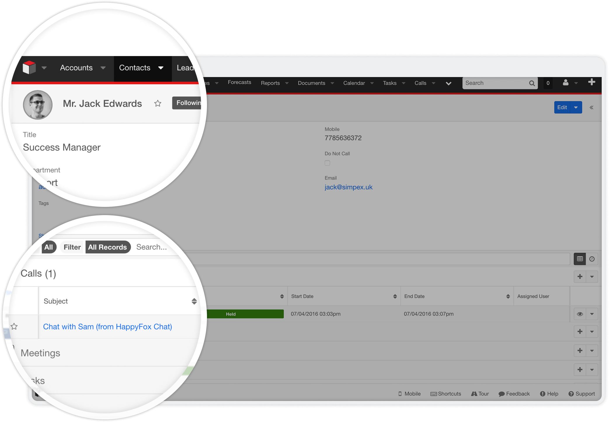 Automatically add contacts or leads in SugarCRM