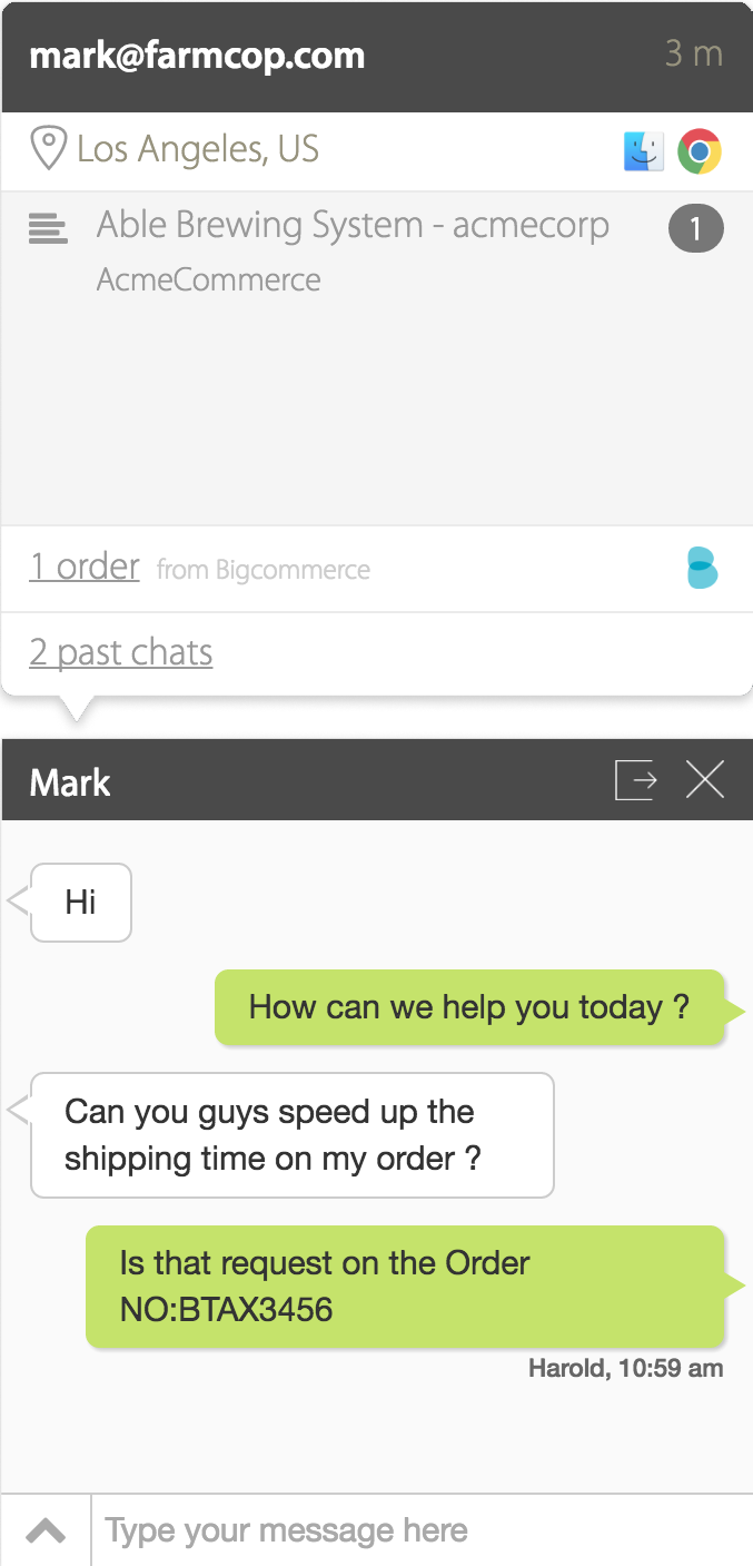 BigCommerce live chat integration