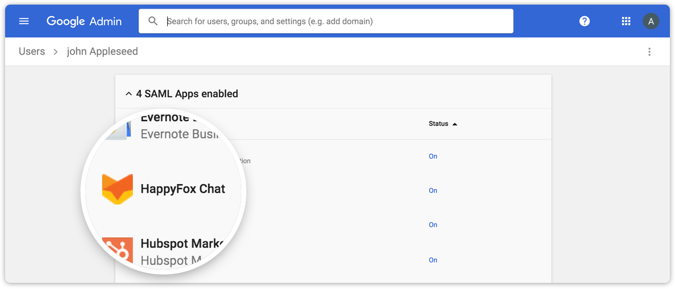 Automatically add and remove agents in HappyFox chat from a centrally managed Gsuite account