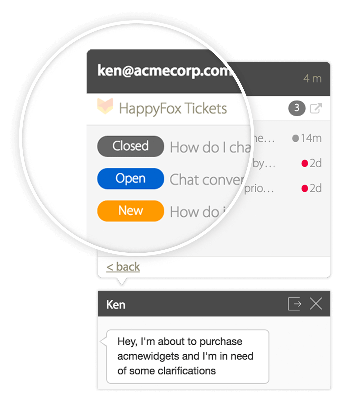 View all help desk tickets while you chat with your customer