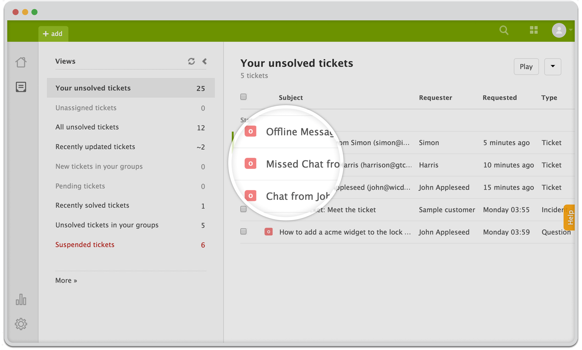 Live chat conversations as Zendesk tickets