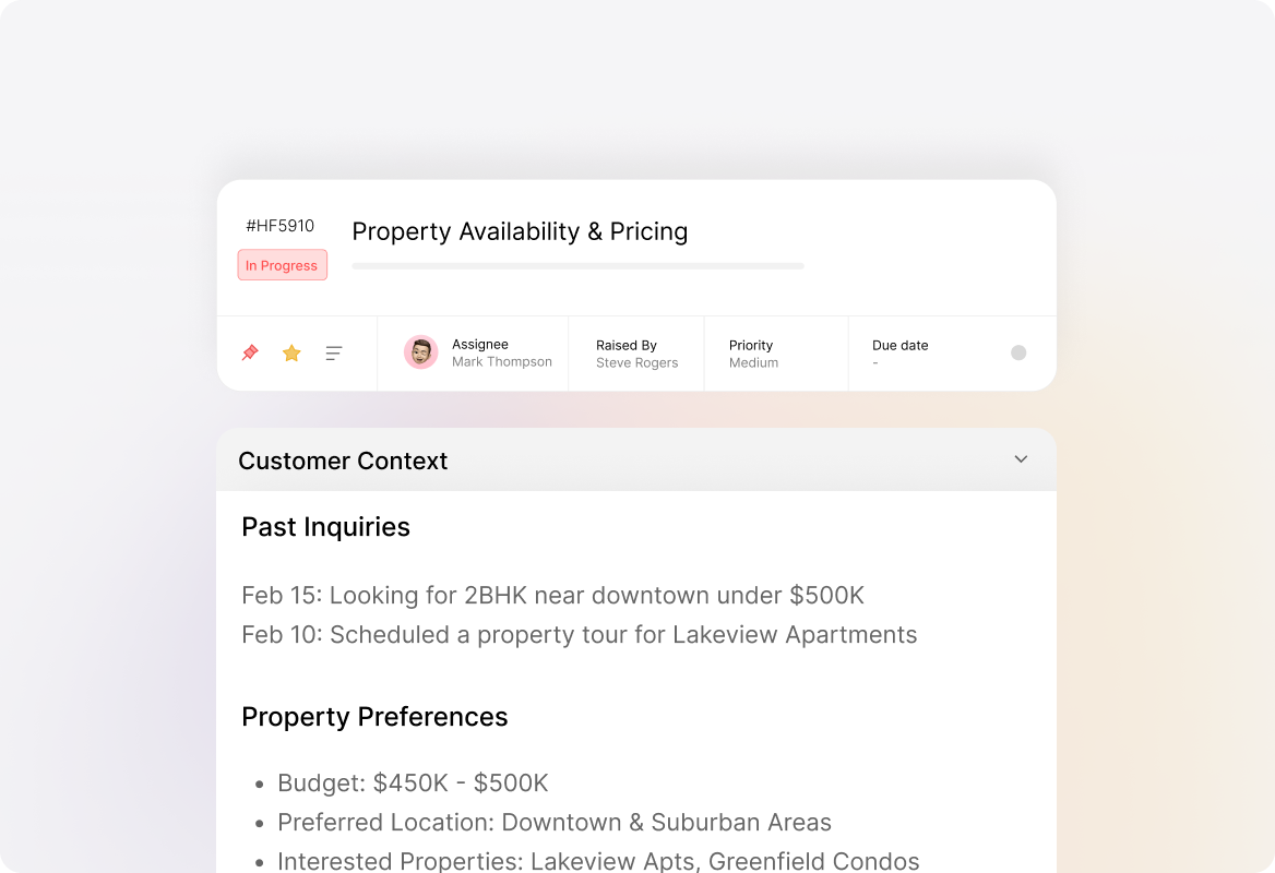 Centralized Contact & Ticket History for Personalized Service