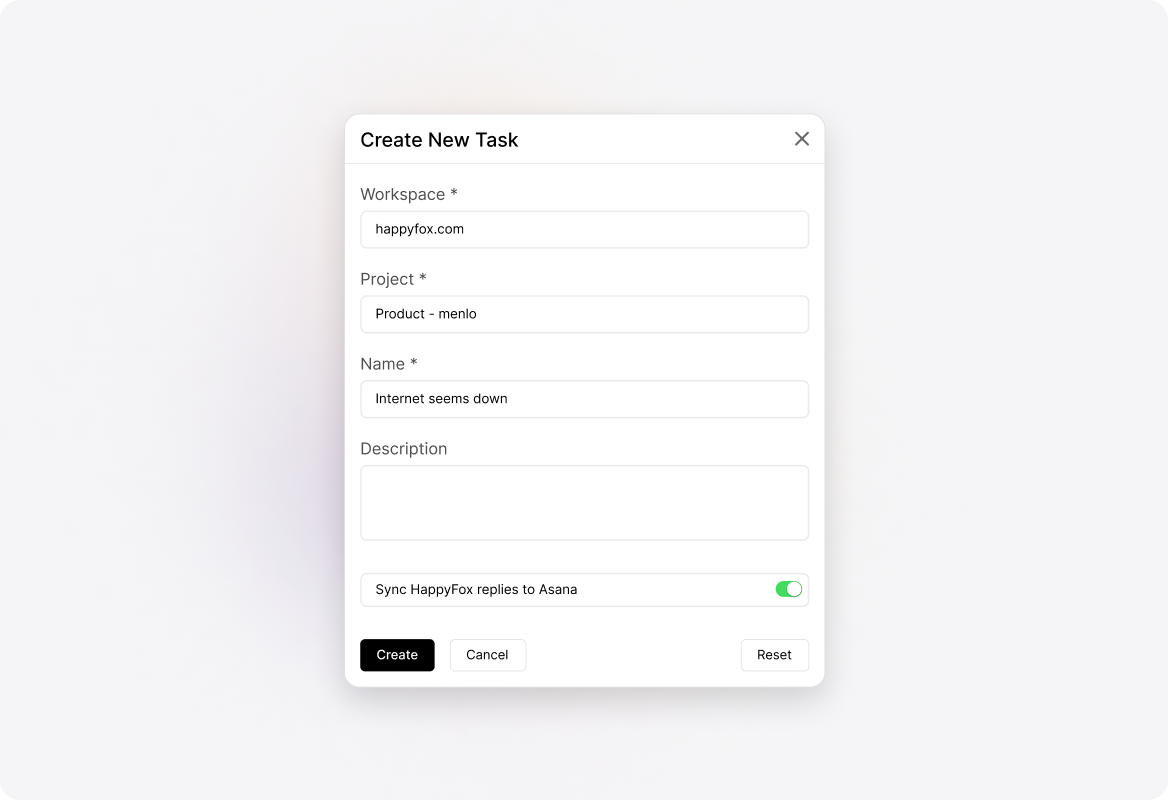 Create Asana Tasks from HappyFox Helpdesk