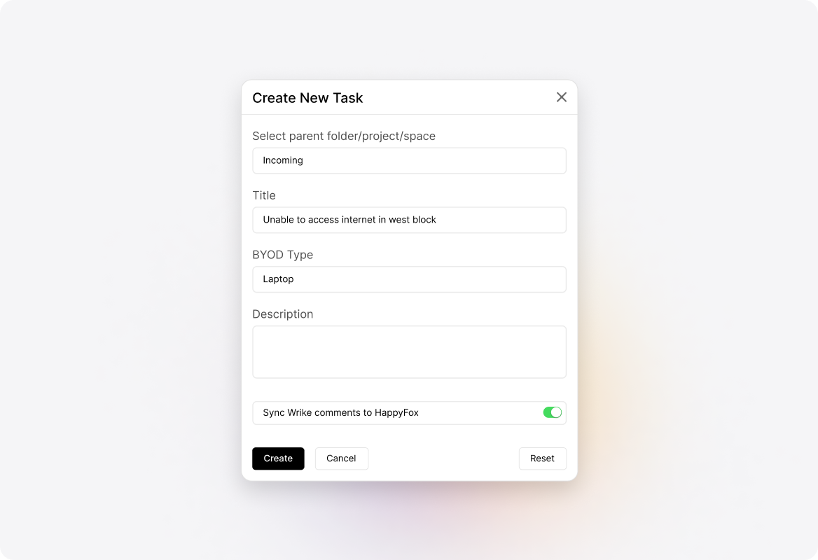 Create Wrike Tasks from HappyFox Helpdesk