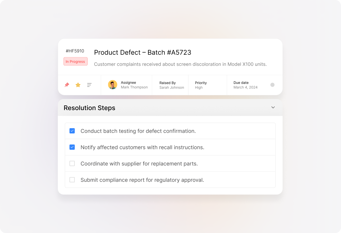 Efficient Quality Control Issue Resolution