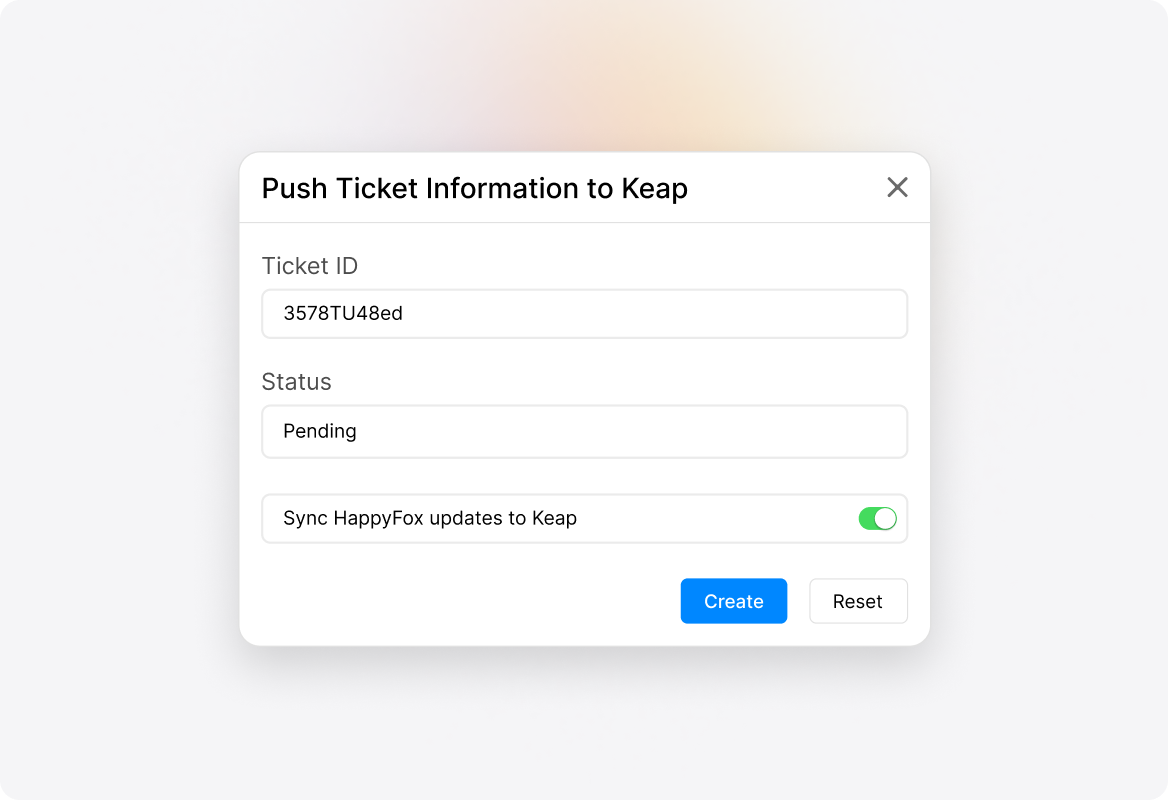 Push Ticket information from HappyFox to Keap