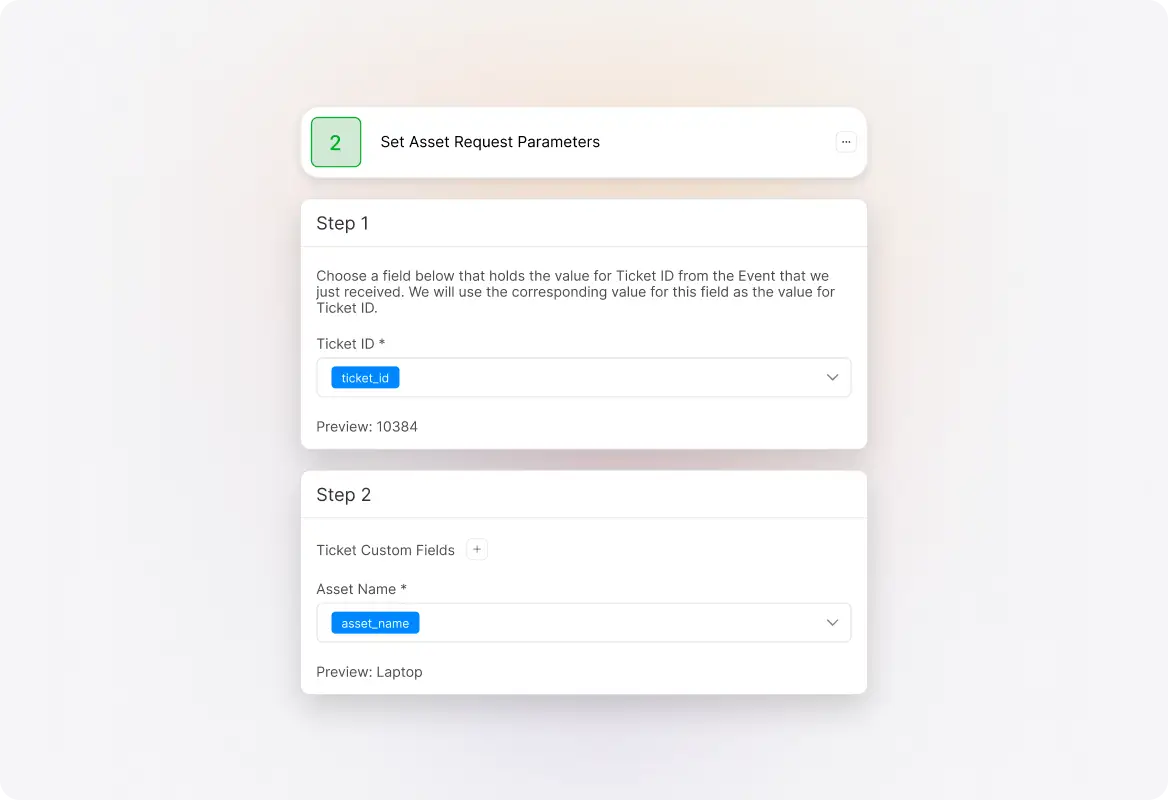 Set IT Asset Request Parameters
