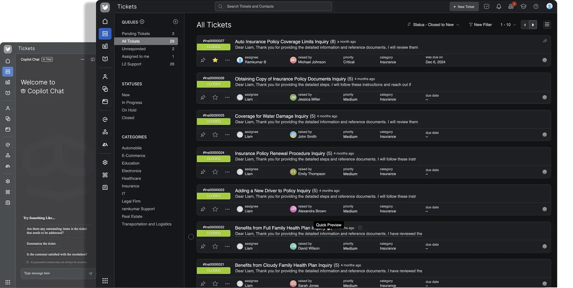 HappyFox AI-powered help desk software interface