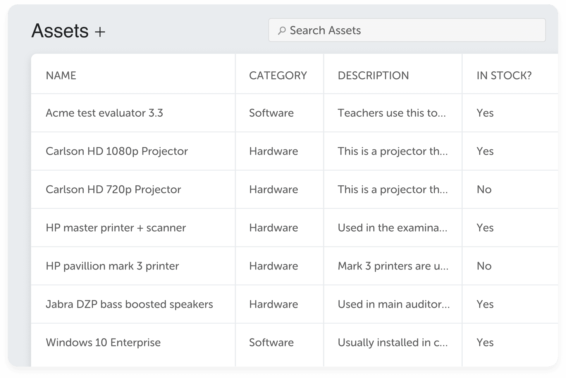 Track & manage all assets